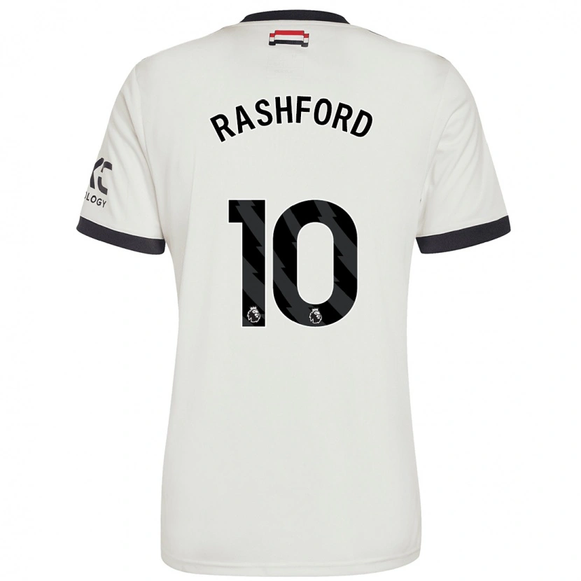 Danxen Børn Marcus Rashford #10 Råhvid Tredje Sæt Spillertrøjer 2024/25 Trøje T-Shirt