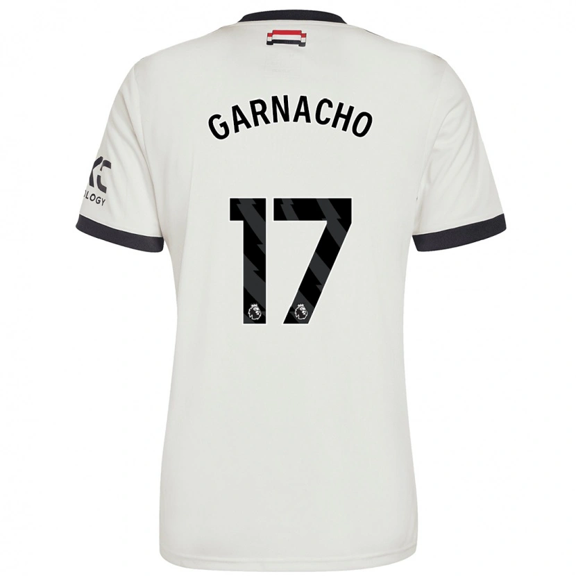 Danxen Børn Alejandro Garnacho #17 Råhvid Tredje Sæt Spillertrøjer 2024/25 Trøje T-Shirt