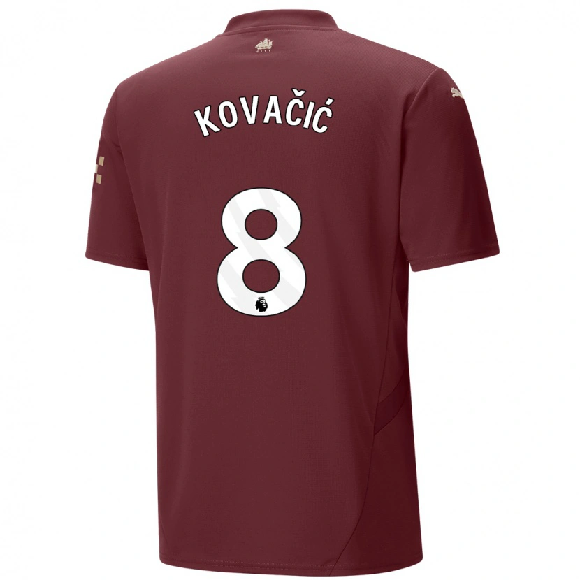 Danxen Børn Mateo Kovacic #8 Rødbrun Tredje Sæt Spillertrøjer 2024/25 Trøje T-Shirt