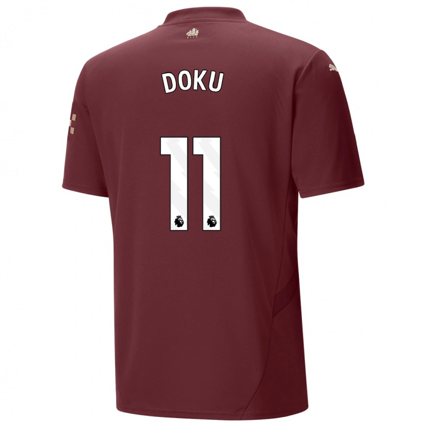 Danxen Børn Jérémy Doku #11 Rødbrun Tredje Sæt Spillertrøjer 2024/25 Trøje T-Shirt