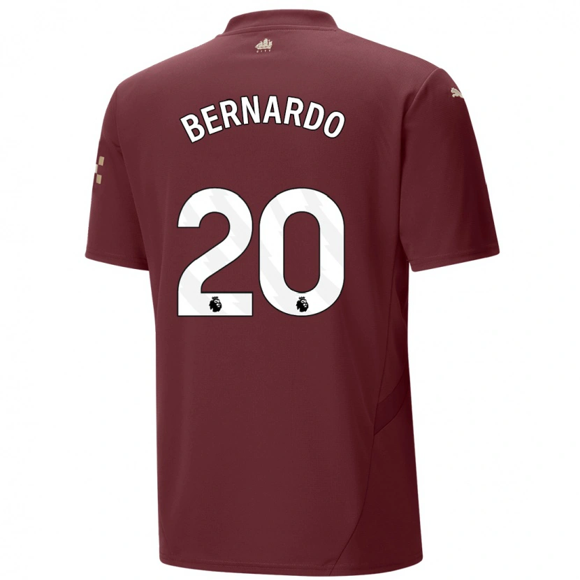 Danxen Børn Bernardo Silva #20 Rødbrun Tredje Sæt Spillertrøjer 2024/25 Trøje T-Shirt
