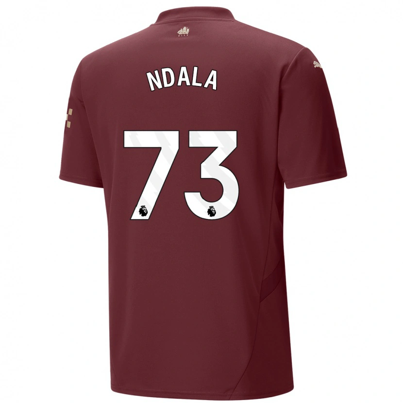 Danxen Børn Joel Ndala #73 Rødbrun Tredje Sæt Spillertrøjer 2024/25 Trøje T-Shirt
