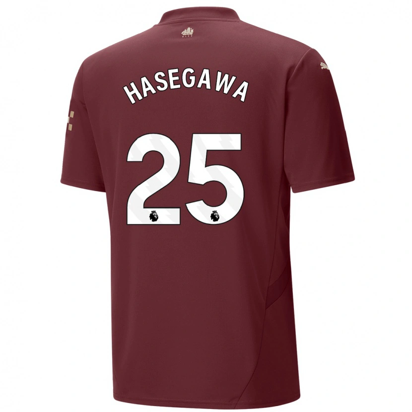 Danxen Børn Yui Hasegawa #25 Rødbrun Tredje Sæt Spillertrøjer 2024/25 Trøje T-Shirt