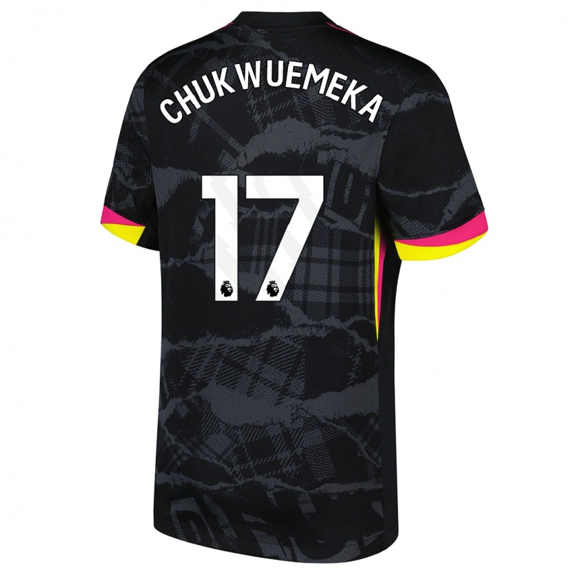Danxen Børn Carney Chukwuemeka #17 Sort Pink Tredje Sæt Spillertrøjer 2024/25 Trøje T-Shirt