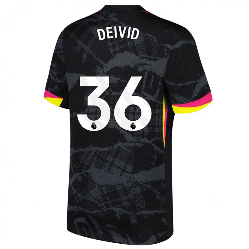 Danxen Børn Deivid Washington #36 Sort Pink Tredje Sæt Spillertrøjer 2024/25 Trøje T-Shirt