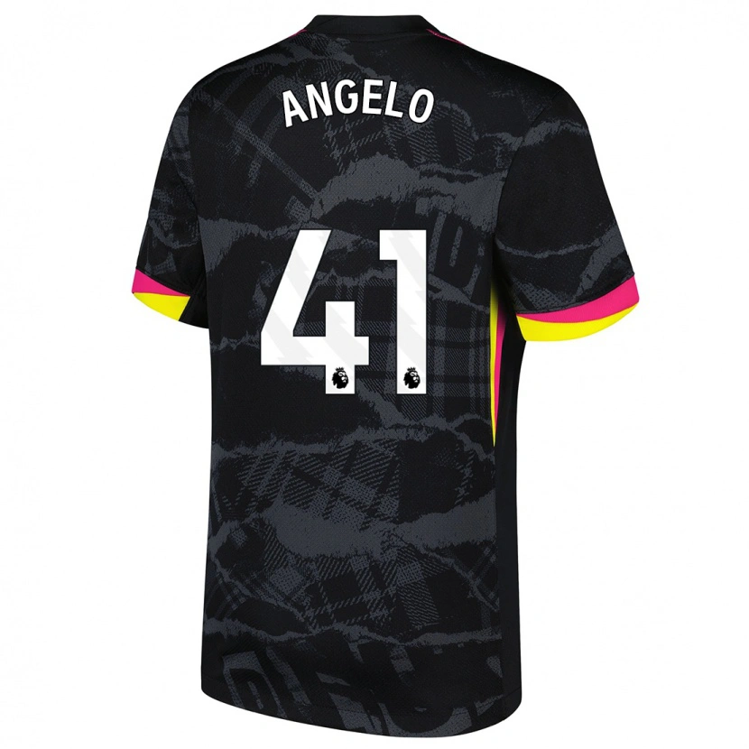 Danxen Børn Ângelo #41 Sort Pink Tredje Sæt Spillertrøjer 2024/25 Trøje T-Shirt