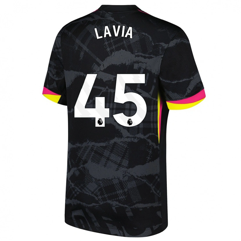 Danxen Børn Roméo Lavia #45 Sort Pink Tredje Sæt Spillertrøjer 2024/25 Trøje T-Shirt