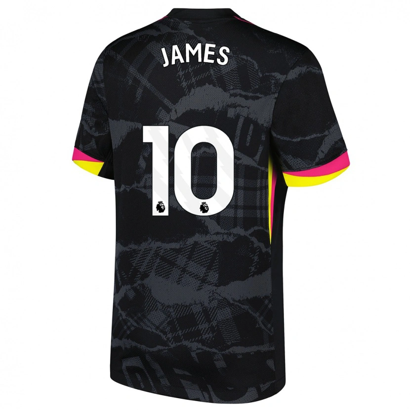 Danxen Børn Lauren James #10 Sort Pink Tredje Sæt Spillertrøjer 2024/25 Trøje T-Shirt