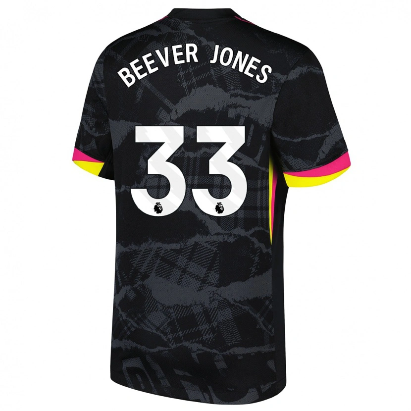 Danxen Børn Aggie Beever-Jones #33 Sort Pink Tredje Sæt Spillertrøjer 2024/25 Trøje T-Shirt