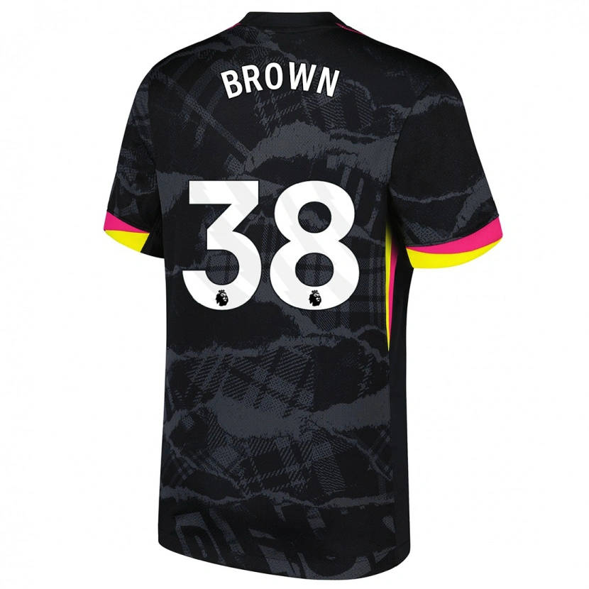 Danxen Børn Cerys Brown #38 Sort Pink Tredje Sæt Spillertrøjer 2024/25 Trøje T-Shirt