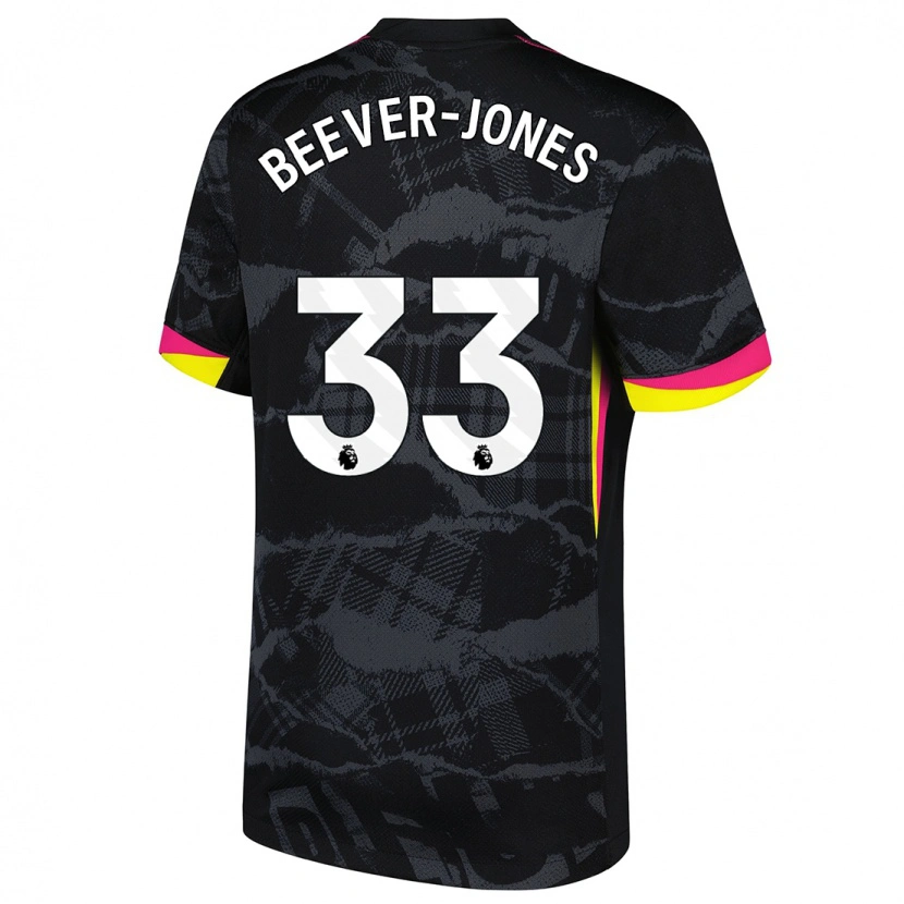 Danxen Børn Aggie Beever-Jones #33 Sort Pink Tredje Sæt Spillertrøjer 2024/25 Trøje T-Shirt