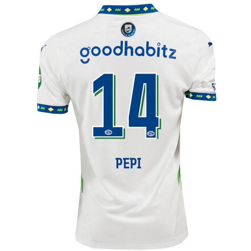 Danxen Børn Ricardo Pepi #14 Hvid Mørkeblå Tredje Sæt Spillertrøjer 2024/25 Trøje T-Shirt