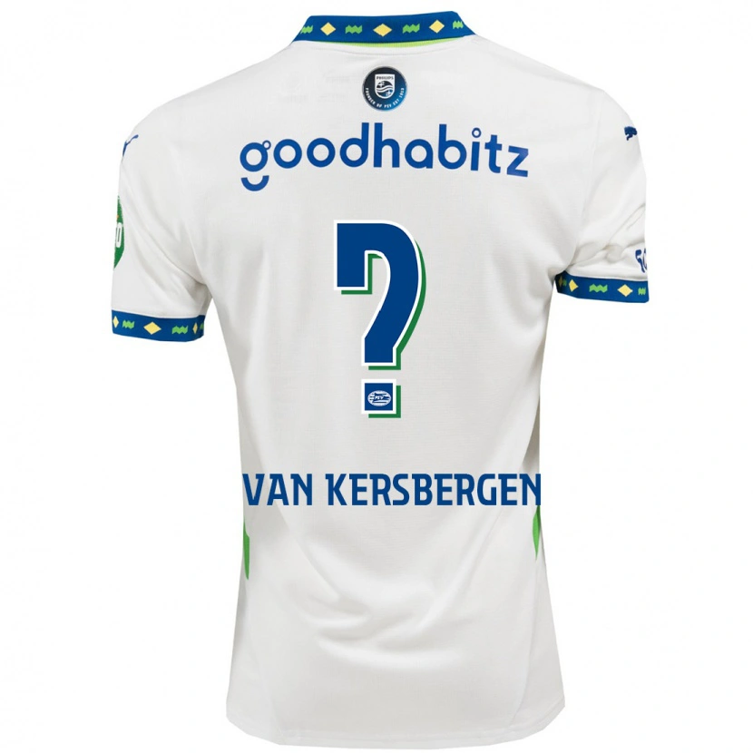 Danxen Børn Sander Van Kersbergen #0 Hvid Mørkeblå Tredje Sæt Spillertrøjer 2024/25 Trøje T-Shirt