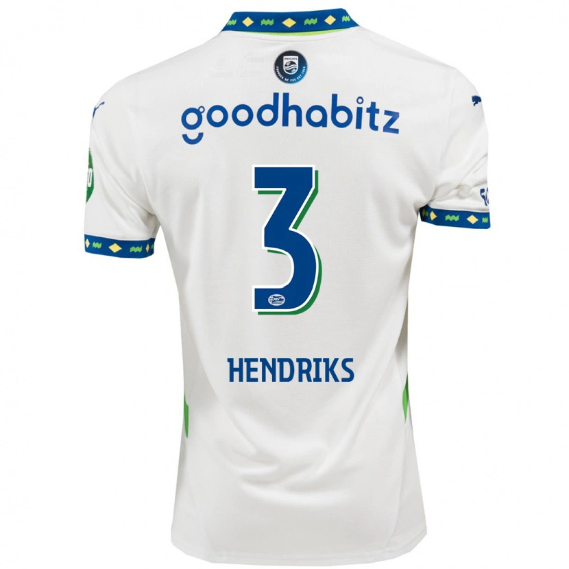 Danxen Børn Gwyneth Hendriks #3 Hvid Mørkeblå Tredje Sæt Spillertrøjer 2024/25 Trøje T-Shirt