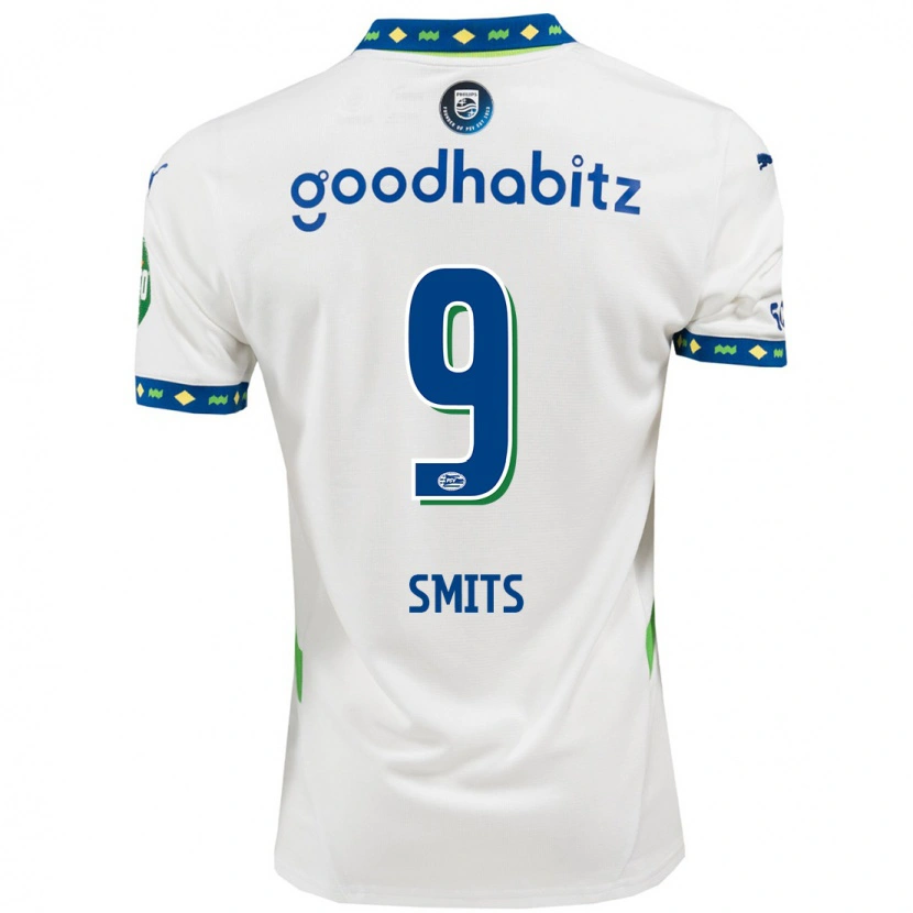 Danxen Børn Joëlle Smits #9 Hvid Mørkeblå Tredje Sæt Spillertrøjer 2024/25 Trøje T-Shirt