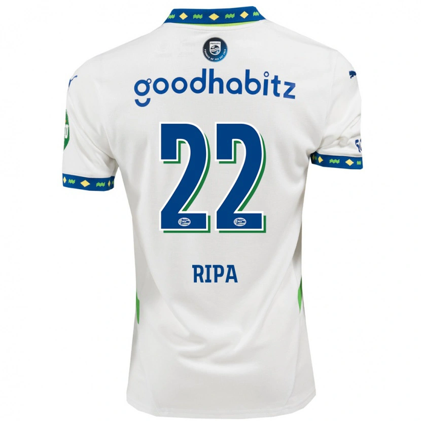 Danxen Børn Chimera Ripa #22 Hvid Mørkeblå Tredje Sæt Spillertrøjer 2024/25 Trøje T-Shirt