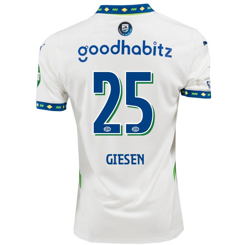 Danxen Børn Suzanne Giesen #25 Hvid Mørkeblå Tredje Sæt Spillertrøjer 2024/25 Trøje T-Shirt