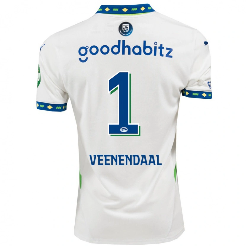 Danxen Børn Sari Van Veenendaal #1 Hvid Mørkeblå Tredje Sæt Spillertrøjer 2024/25 Trøje T-Shirt