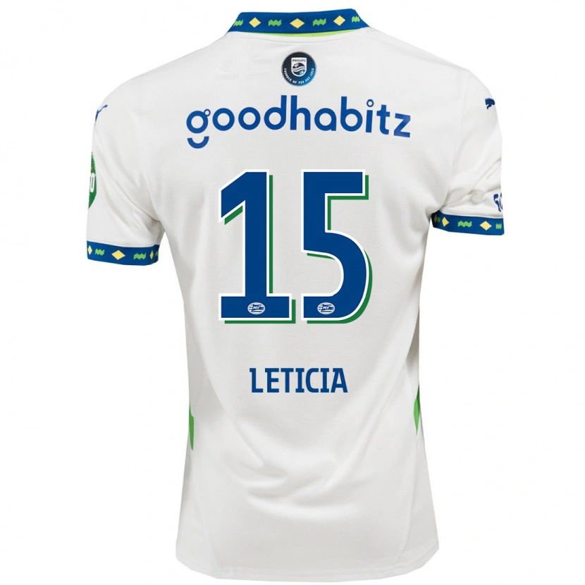 Danxen Børn Brazil Bra Leticia #15 Hvid Mørkeblå Tredje Sæt Spillertrøjer 2024/25 Trøje T-Shirt