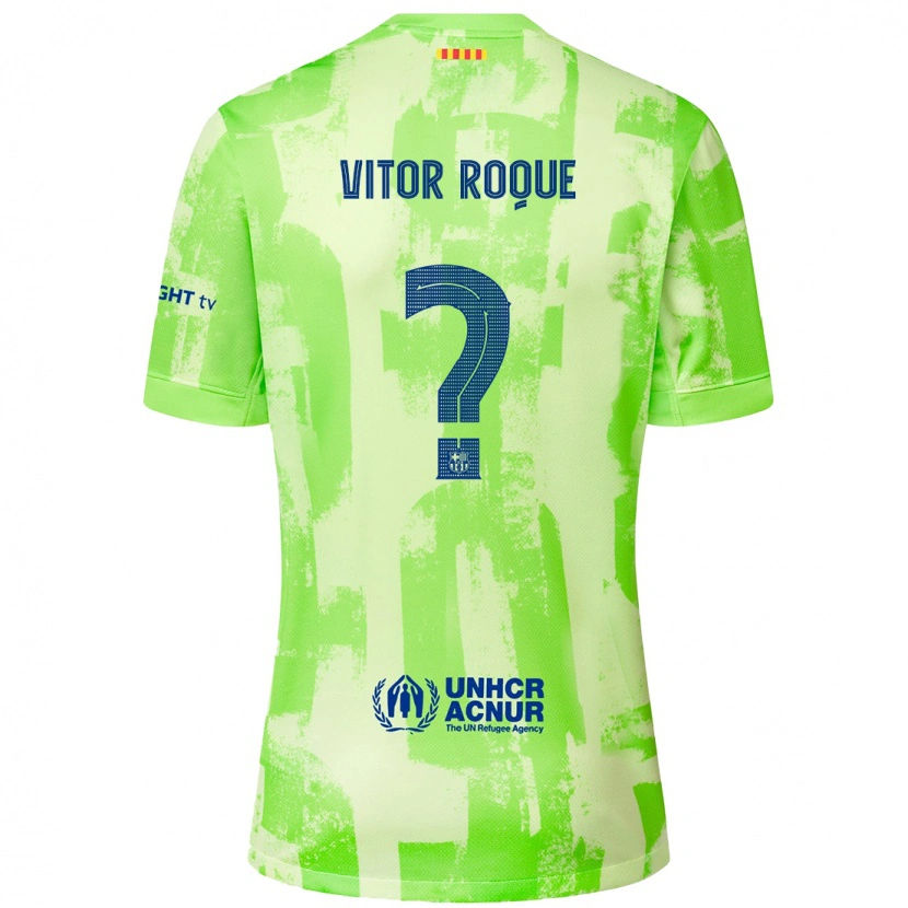 Danxen Børn Vitor Roque #8 Lime Tredje Sæt Spillertrøjer 2024/25 Trøje T-Shirt