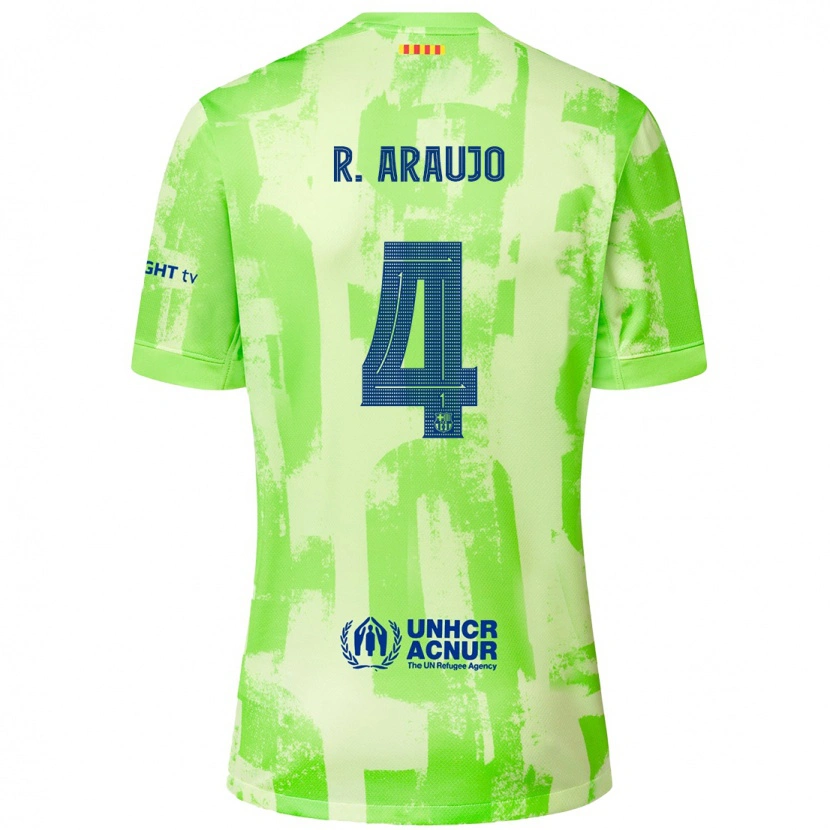 Danxen Børn Ronald Araujo #4 Lime Tredje Sæt Spillertrøjer 2024/25 Trøje T-Shirt