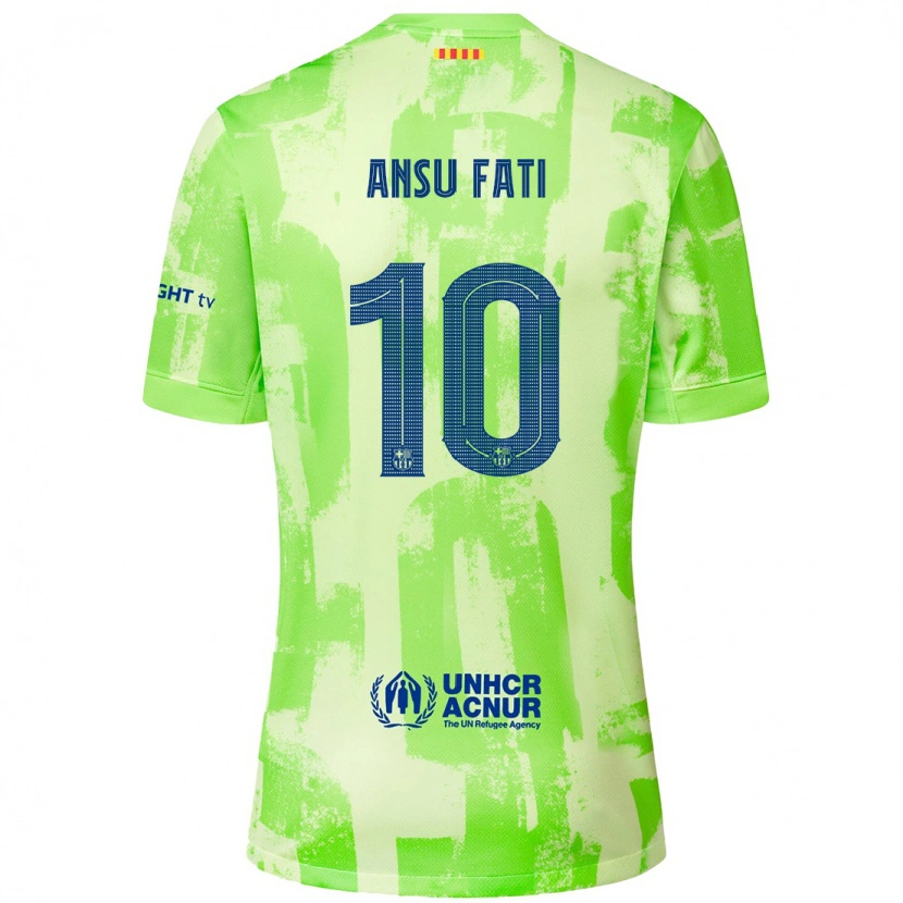 Danxen Børn Ansu Fati #10 Lime Tredje Sæt Spillertrøjer 2024/25 Trøje T-Shirt
