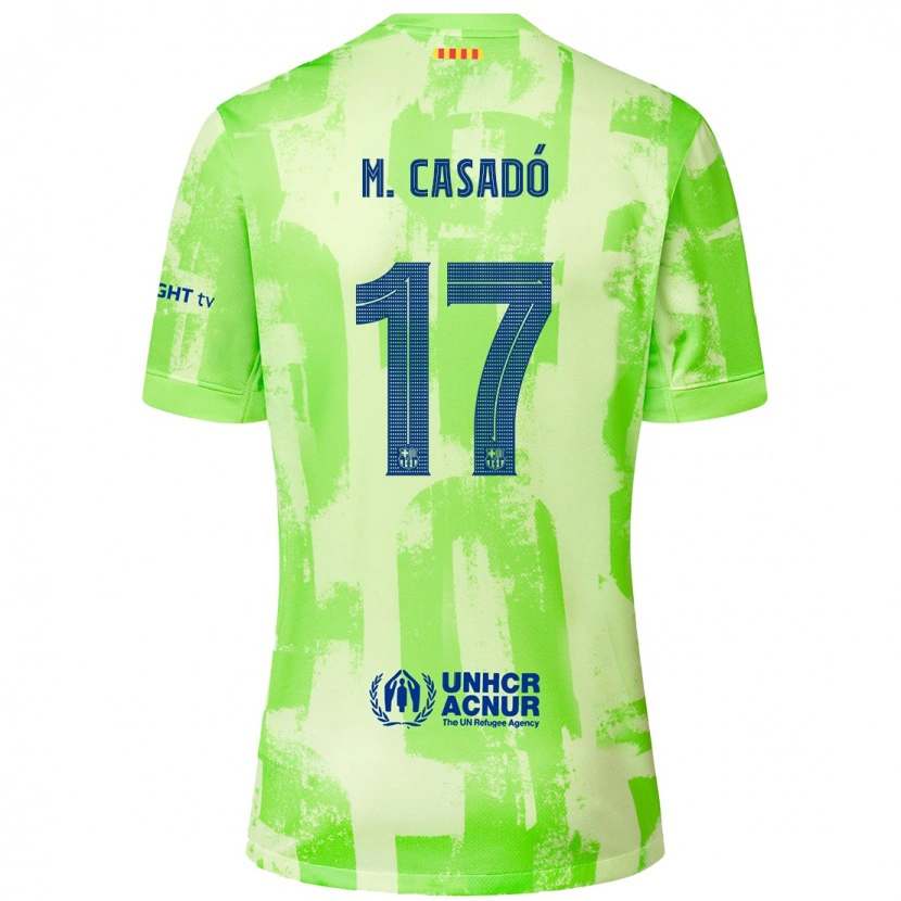 Danxen Børn Marc Casadó #17 Lime Tredje Sæt Spillertrøjer 2024/25 Trøje T-Shirt