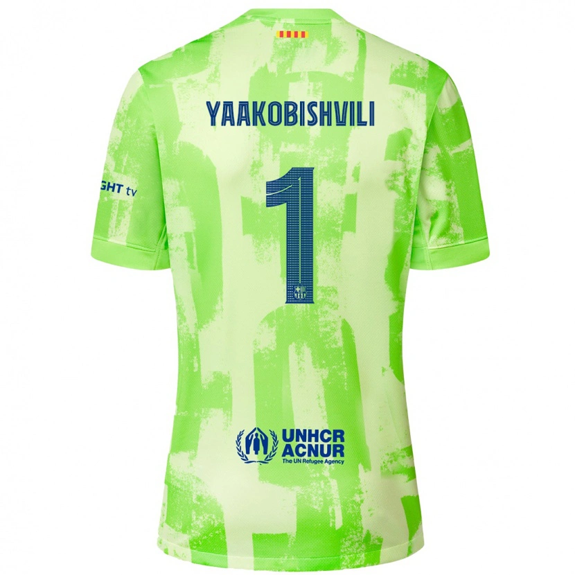 Danxen Børn Áron Yaakobishvili #1 Lime Tredje Sæt Spillertrøjer 2024/25 Trøje T-Shirt