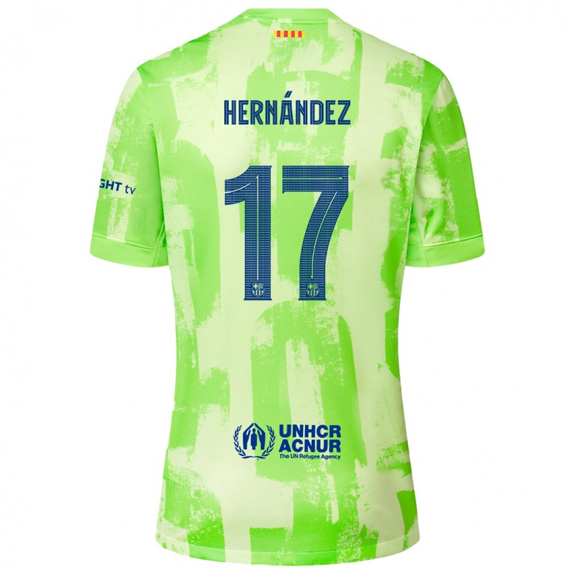 Danxen Børn Juan Hernández #17 Lime Tredje Sæt Spillertrøjer 2024/25 Trøje T-Shirt