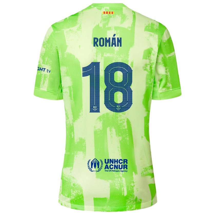 Danxen Børn Pocho Román #18 Lime Tredje Sæt Spillertrøjer 2024/25 Trøje T-Shirt