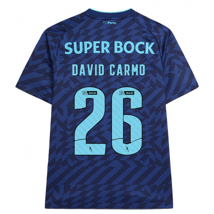 Danxen Børn David Carmo #26 Marineblå Tredje Sæt Spillertrøjer 2024/25 Trøje T-Shirt