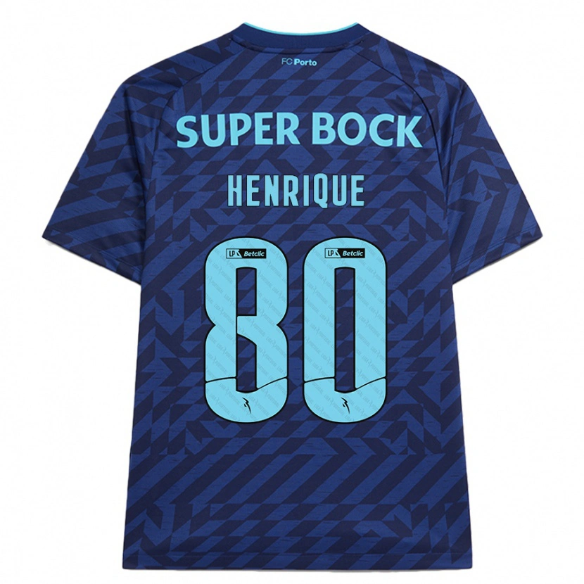 Danxen Børn Kaio Henrique #80 Marineblå Tredje Sæt Spillertrøjer 2024/25 Trøje T-Shirt