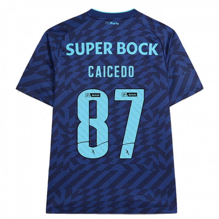 Danxen Børn Brayan Caicedo #87 Marineblå Tredje Sæt Spillertrøjer 2024/25 Trøje T-Shirt