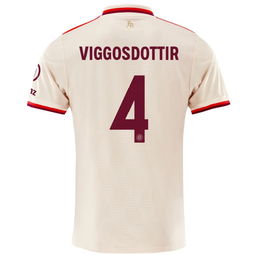 Danxen Børn Glódís Perla Viggósdóttir #4 Linned Tredje Sæt Spillertrøjer 2024/25 Trøje T-Shirt