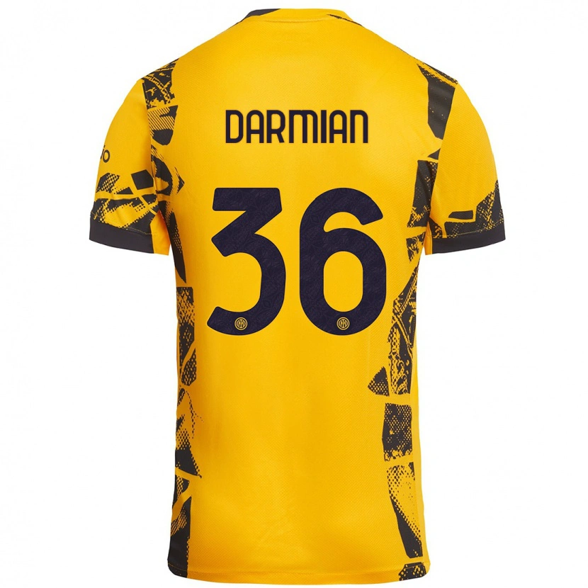 Danxen Børn Matteo Darmian #36 Guld Sort Tredje Sæt Spillertrøjer 2024/25 Trøje T-Shirt