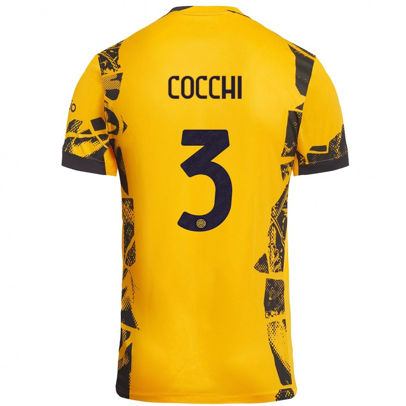 Danxen Børn Matteo Cocchi #3 Guld Sort Tredje Sæt Spillertrøjer 2024/25 Trøje T-Shirt