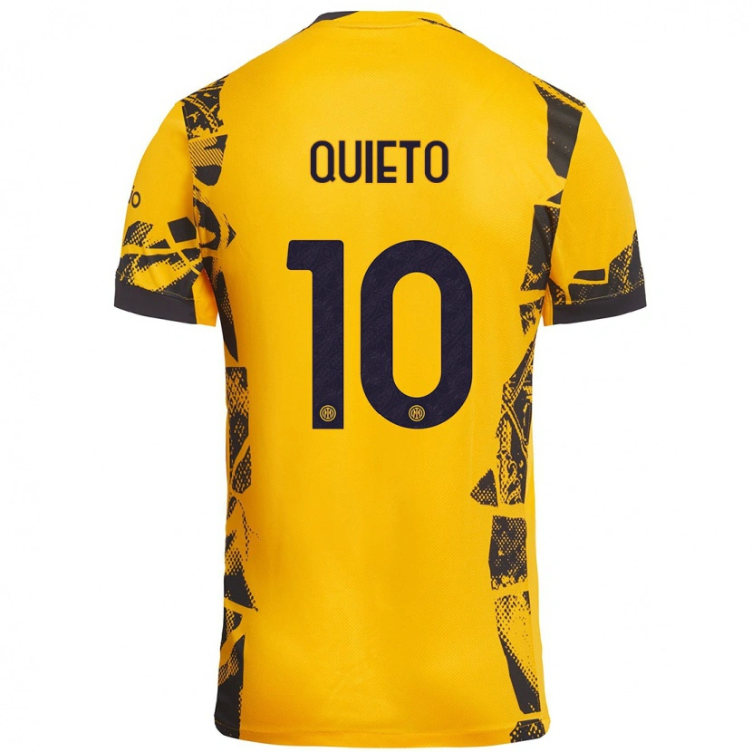 Danxen Børn Daniele Quieto #10 Guld Sort Tredje Sæt Spillertrøjer 2024/25 Trøje T-Shirt