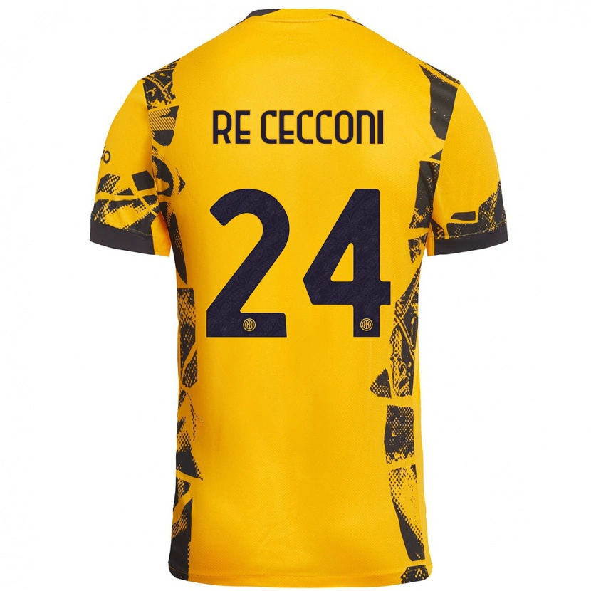 Danxen Børn Gabriele Re Cecconi #24 Guld Sort Tredje Sæt Spillertrøjer 2024/25 Trøje T-Shirt