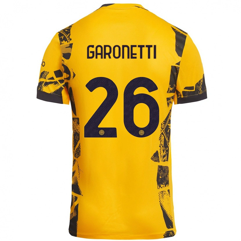 Danxen Børn Gabriele Garonetti #26 Guld Sort Tredje Sæt Spillertrøjer 2024/25 Trøje T-Shirt