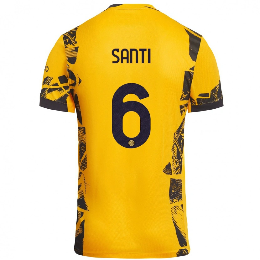 Danxen Børn Irene Santi #6 Guld Sort Tredje Sæt Spillertrøjer 2024/25 Trøje T-Shirt