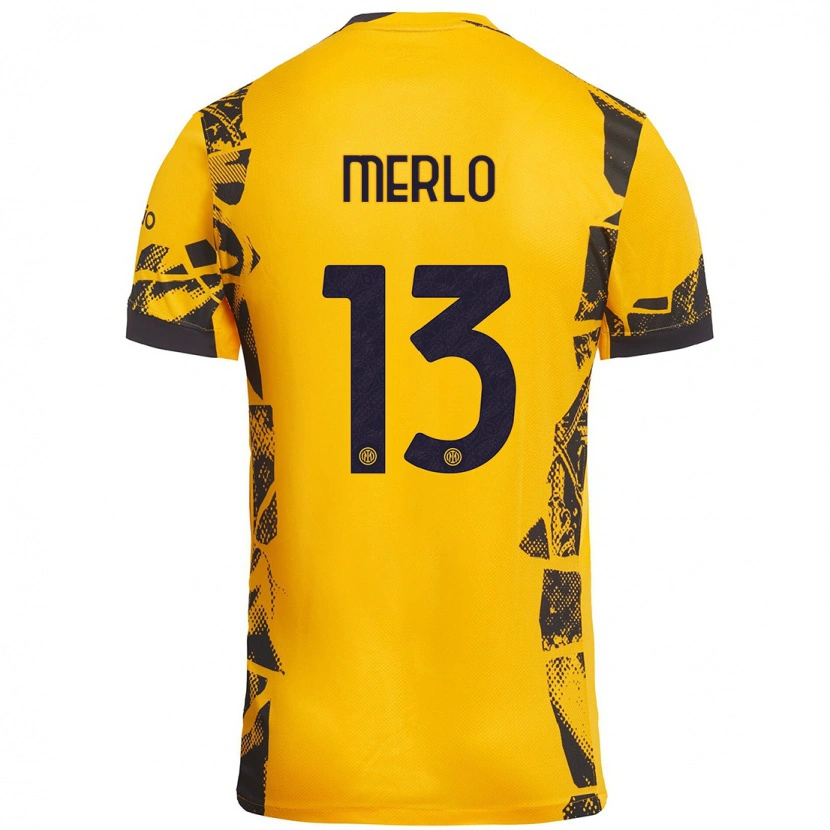 Danxen Børn Beatrice Merlo #13 Guld Sort Tredje Sæt Spillertrøjer 2024/25 Trøje T-Shirt