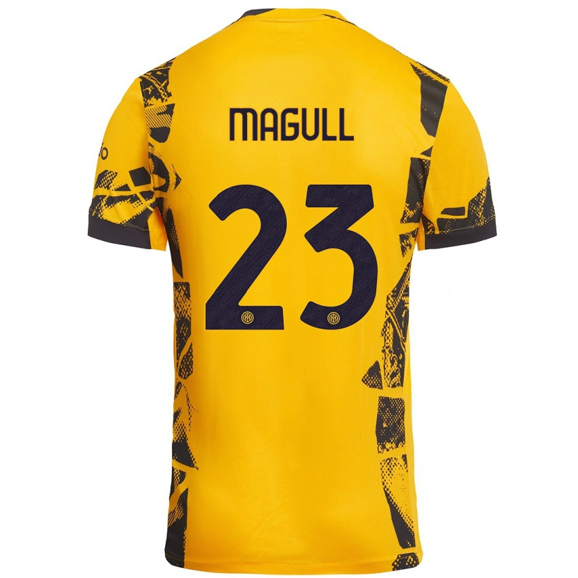Danxen Børn Lina Magull #23 Guld Sort Tredje Sæt Spillertrøjer 2024/25 Trøje T-Shirt