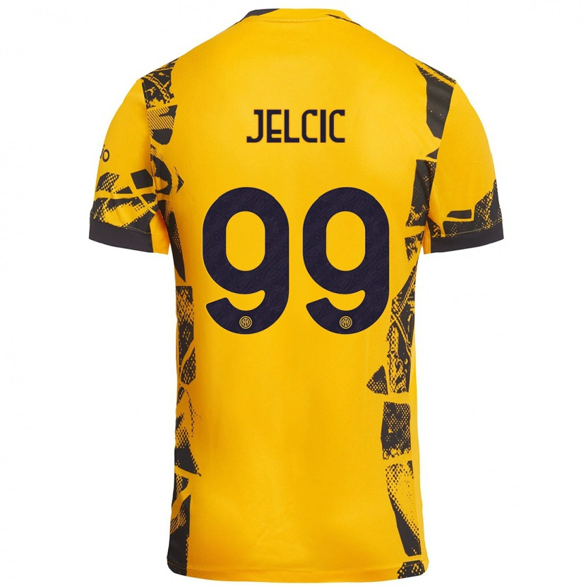 Danxen Børn Maja Jelčić #99 Guld Sort Tredje Sæt Spillertrøjer 2024/25 Trøje T-Shirt