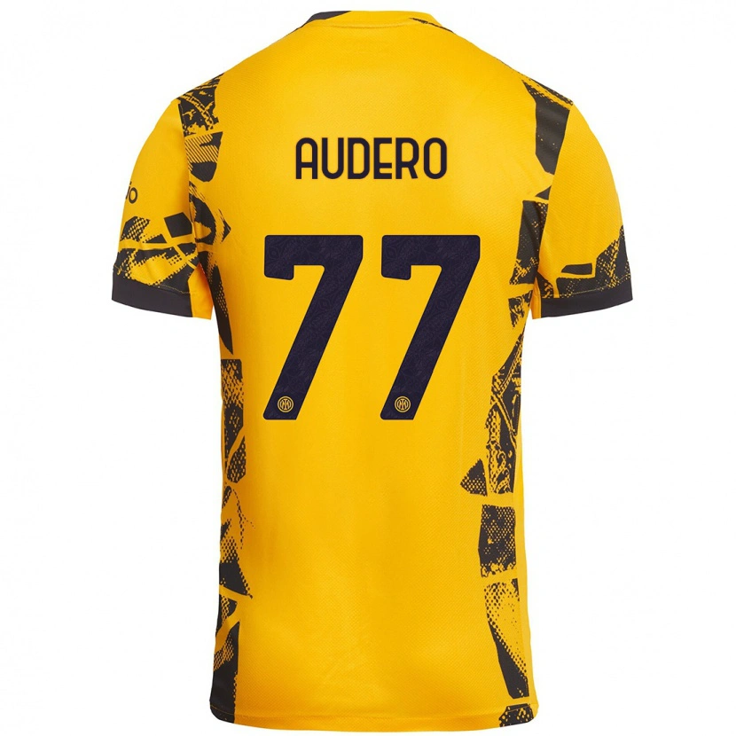 Danxen Børn Emil Audero #77 Guld Sort Tredje Sæt Spillertrøjer 2024/25 Trøje T-Shirt