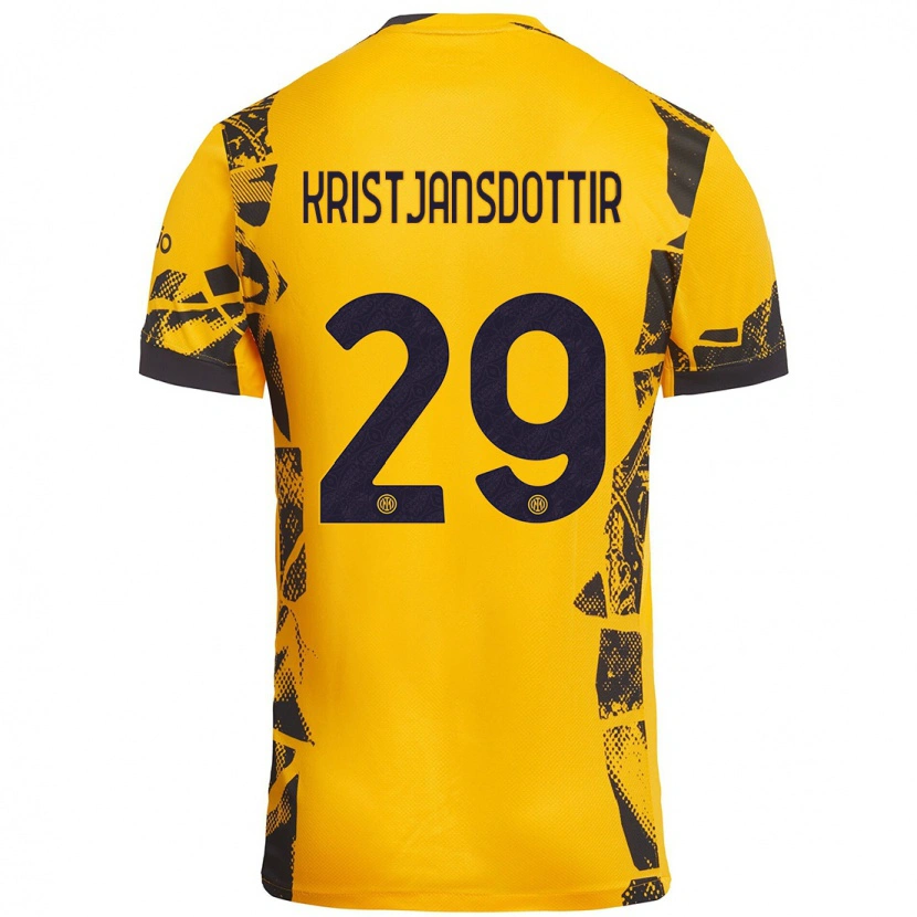 Danxen Børn Anna Bjork Kristjansdottir #29 Guld Sort Tredje Sæt Spillertrøjer 2024/25 Trøje T-Shirt
