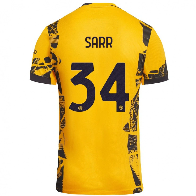 Danxen Børn Amadou Sarr #34 Guld Sort Tredje Sæt Spillertrøjer 2024/25 Trøje T-Shirt