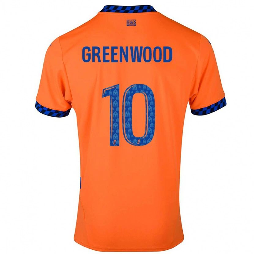 Danxen Børn Mason Greenwood #10 Orange Mørkeblå Tredje Sæt Spillertrøjer 2024/25 Trøje T-Shirt
