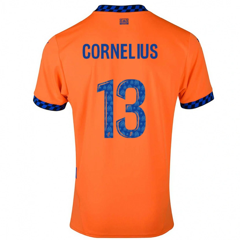 Danxen Børn Derek Cornelius #13 Orange Mørkeblå Tredje Sæt Spillertrøjer 2024/25 Trøje T-Shirt