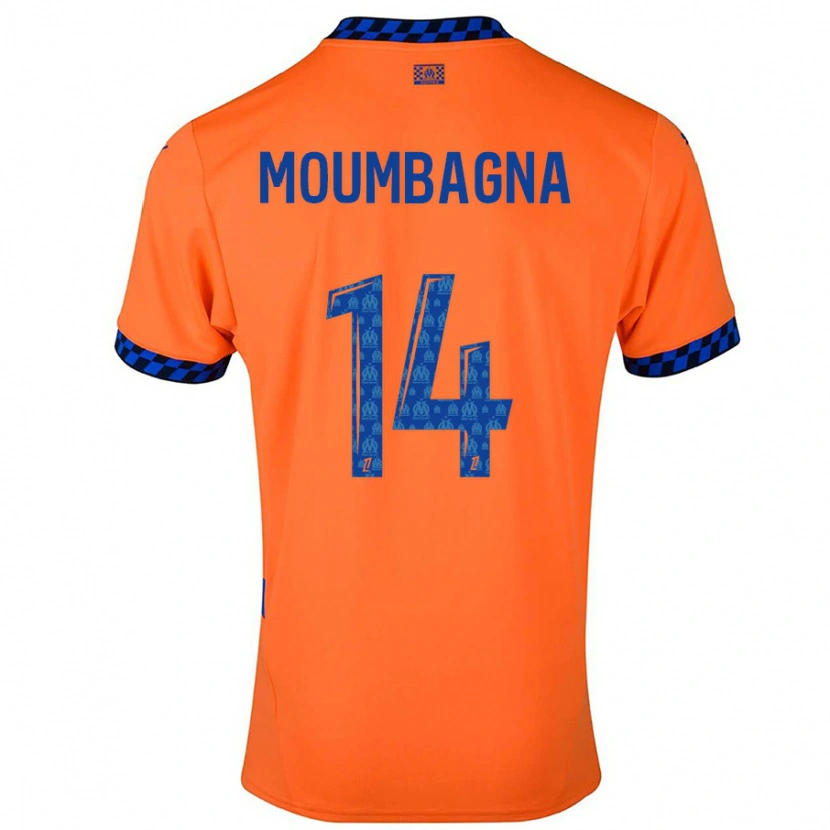 Danxen Børn Faris Moumbagna #14 Orange Mørkeblå Tredje Sæt Spillertrøjer 2024/25 Trøje T-Shirt