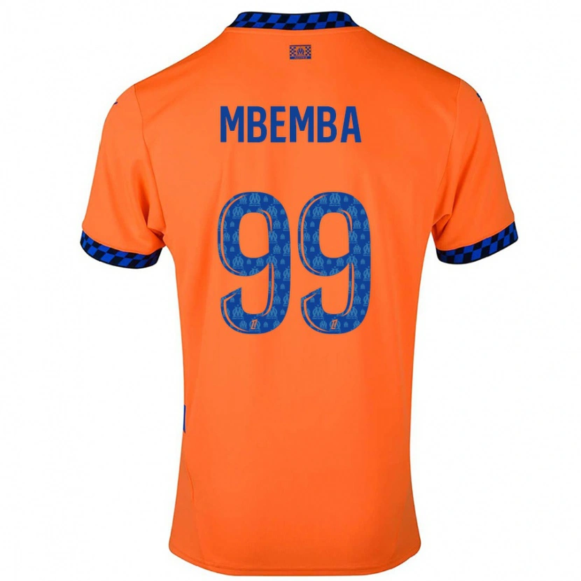 Danxen Børn Chancel Mbemba #99 Orange Mørkeblå Tredje Sæt Spillertrøjer 2024/25 Trøje T-Shirt